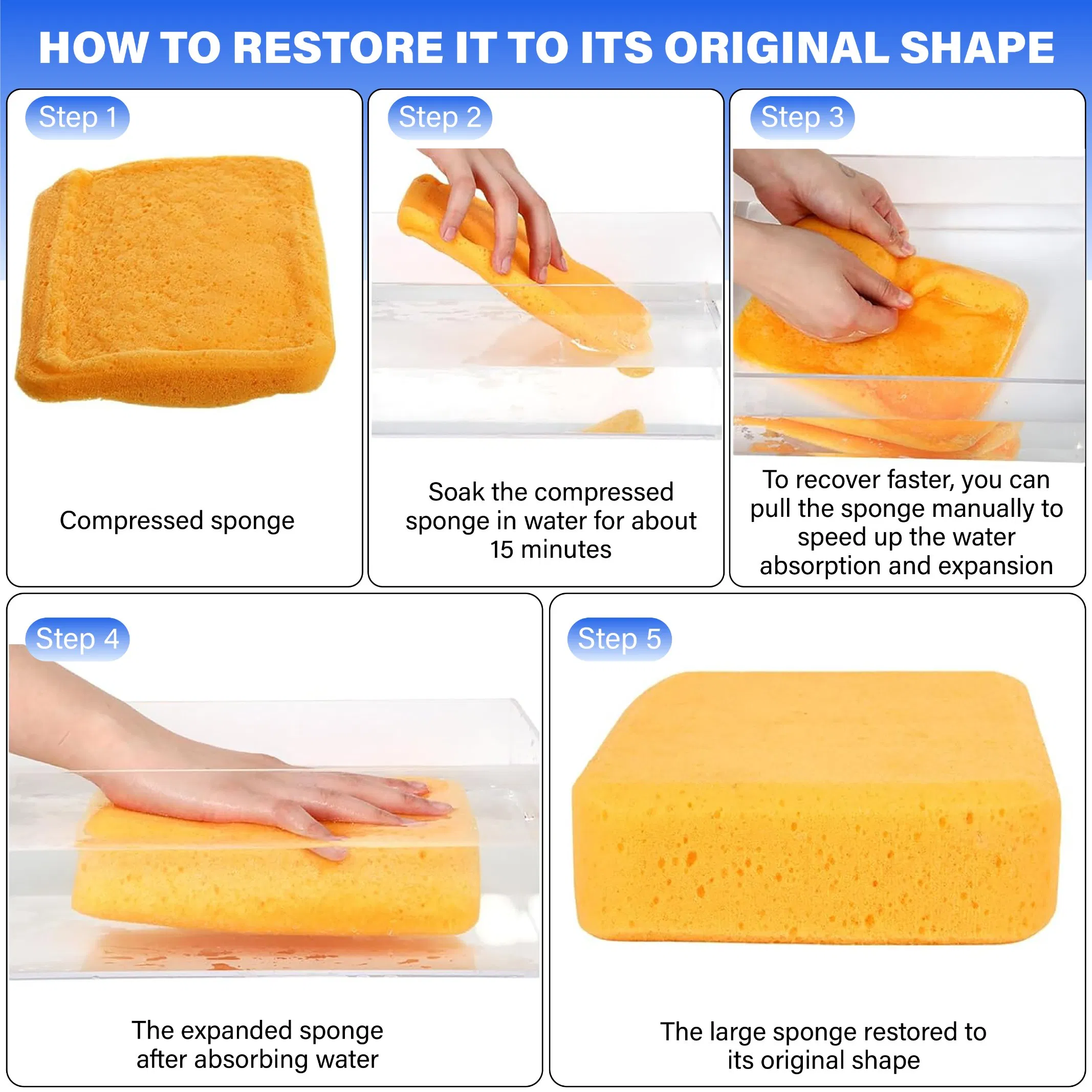 Eco Friendly Compressed Cellulose Sponge Kitchen Dish Washing Cleaning Sponge