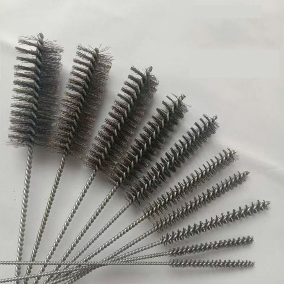 Long Handled Stainless Steel Wire Pipe Brush for Inner Hole Deburring Sewer Unclogging and Cleaning Brush Industrial Hole Brush Pipe Cleaning Brush