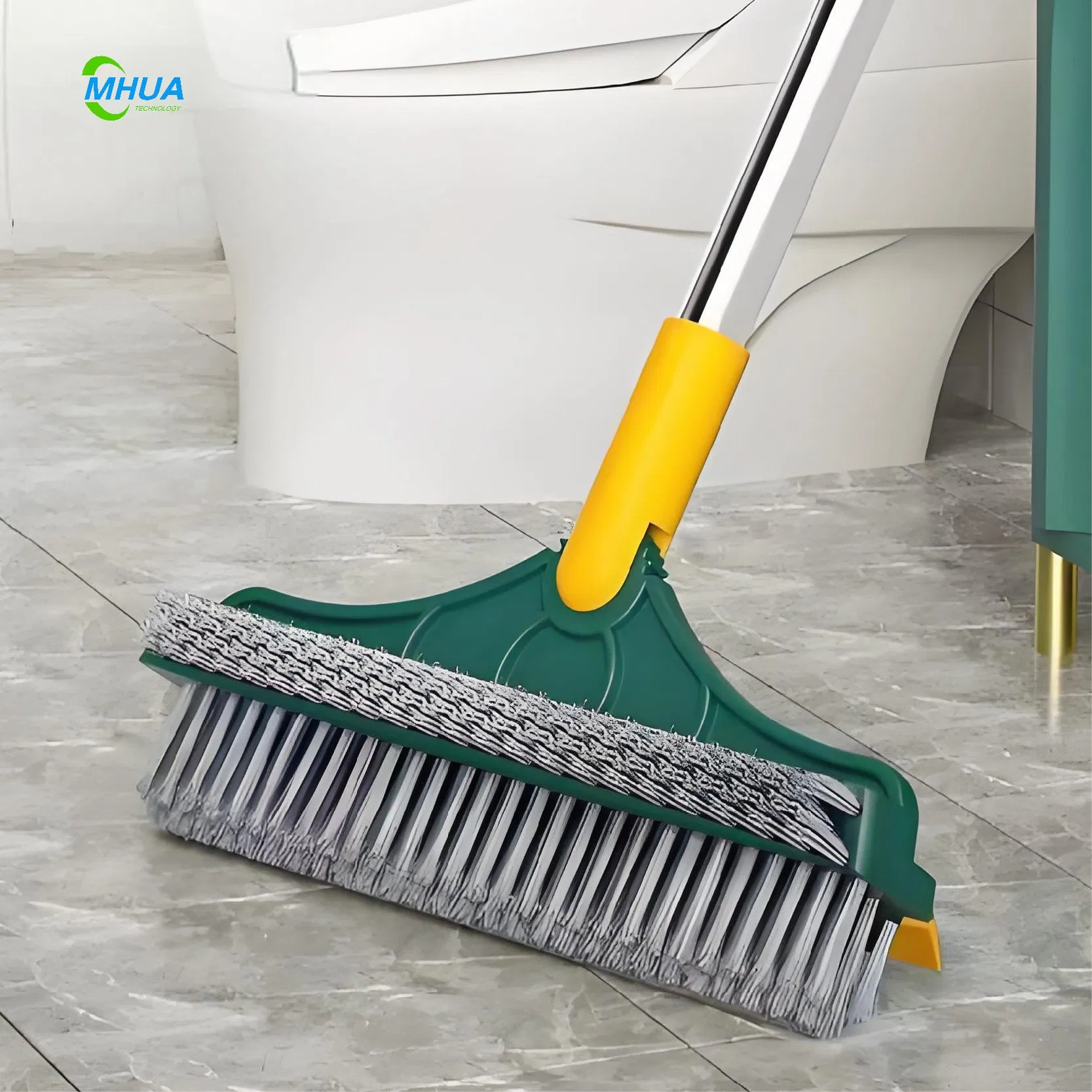 Adjustable 3-in-1 Aluminum Broomstick Plastic Home Cleaning Brush Water Squeegee Stiff Bristle for Corner Gap Floor Cleaning