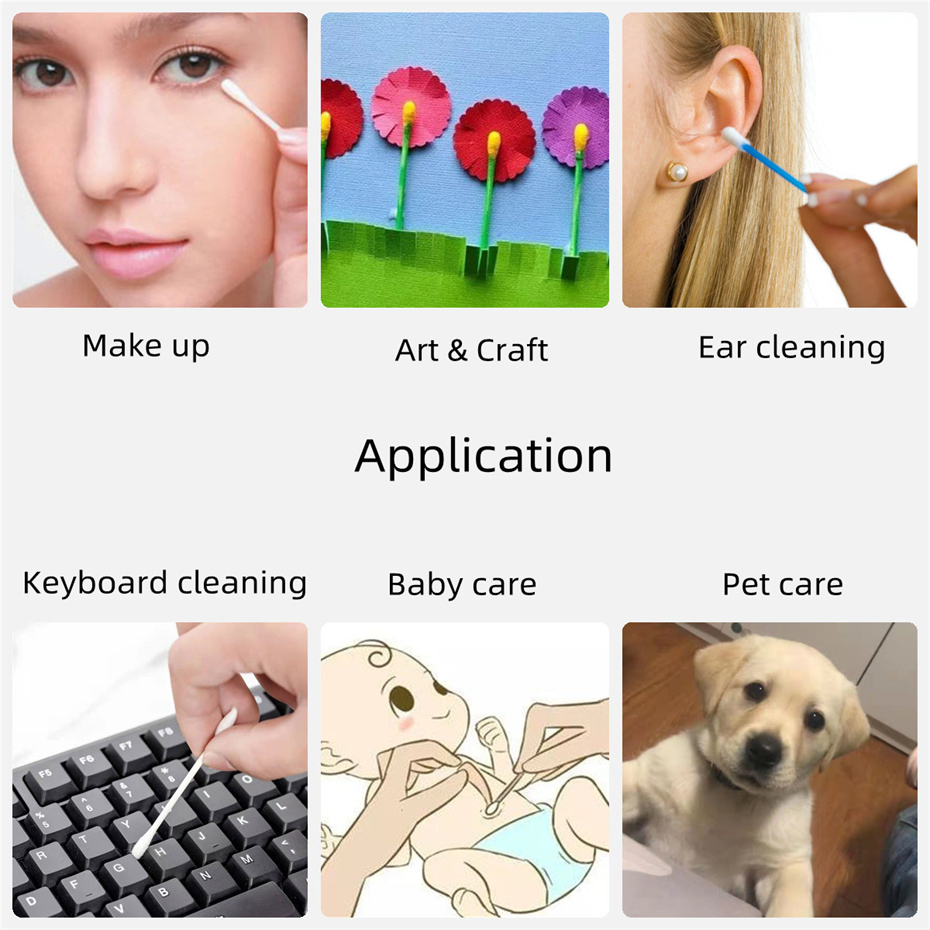 200PCS Ear Cleaning Cotton Sticks Paper Biodegradable 100% Cotton Swabs Dogs Cat Swabs Dual Head Versatile Application