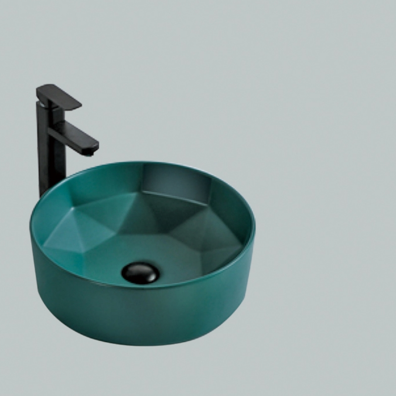 Chanda Modern Green Ceramic Basin Stone Sanitary Ware Sink for Bathroom Countertop Easy Mount Installation