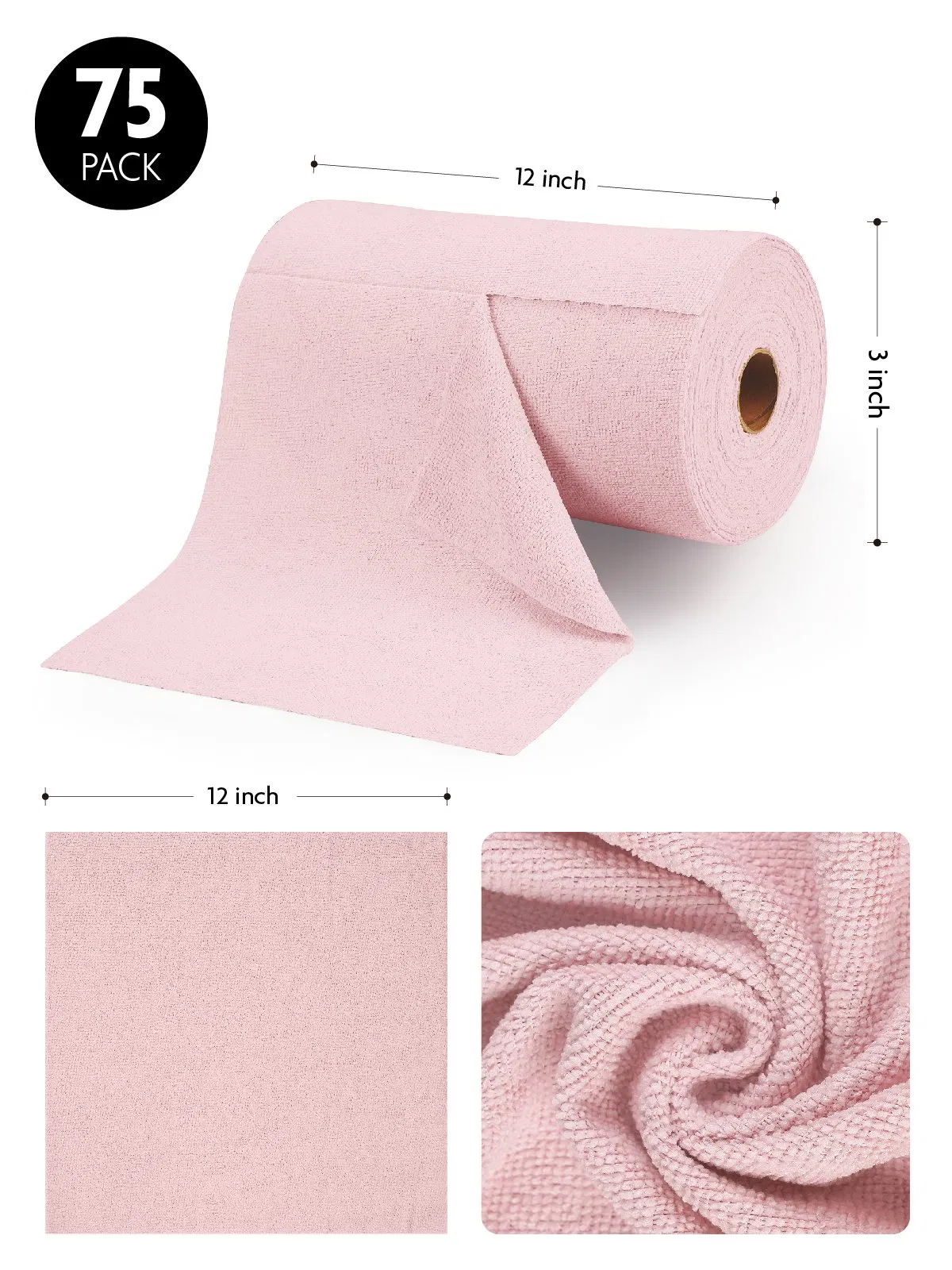 Reusable Paper Towels 75pack Tear Away Microfiber Cleaning Cloths for Car and Home