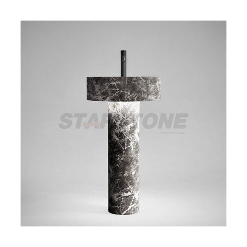 Starstone Madern Style Bathroom Decoration Natural Stone Green Red White Marble Pedestal Sink