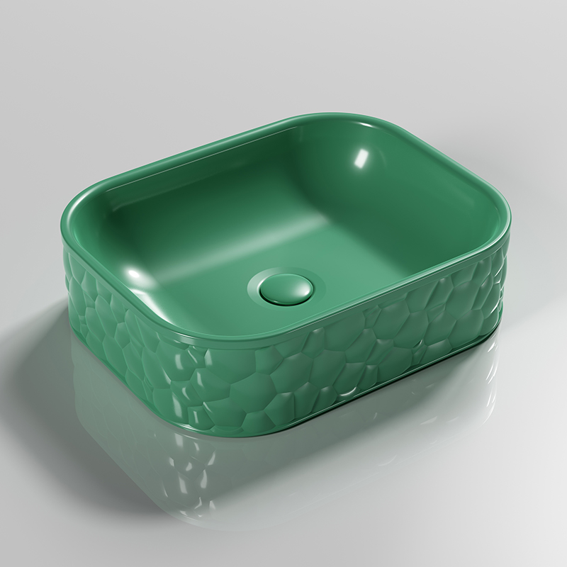 Popular Sanitary Ware Multi Green Color Bathroom Ceramic Artistic Basin Square Shape Color Art Wash Hand Basin