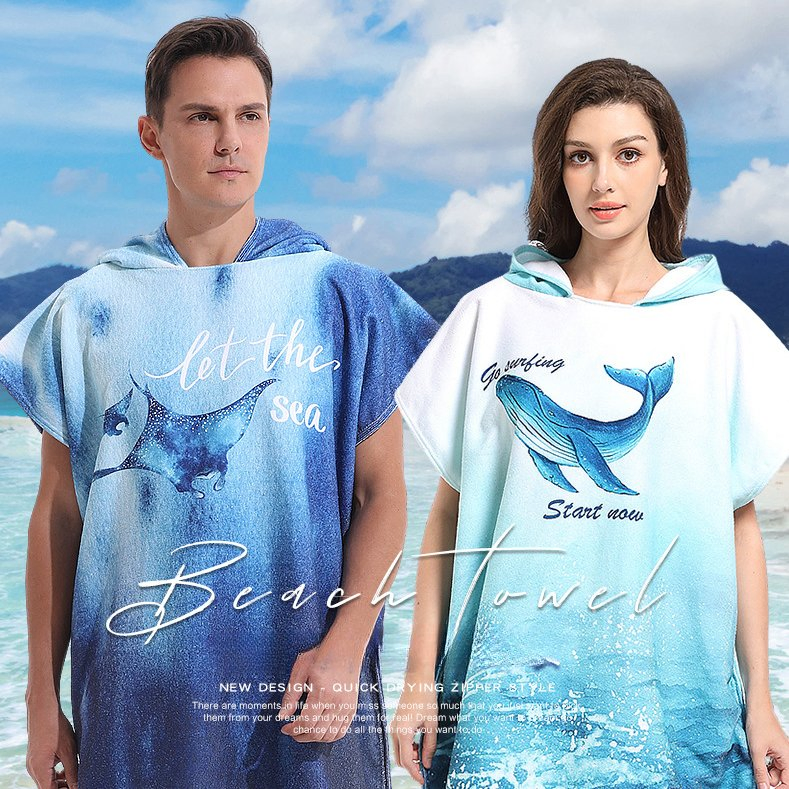 Wholesale Custom Printed Ultra-Fine Fiber Hooded Bathrobe for Man Woman Kids