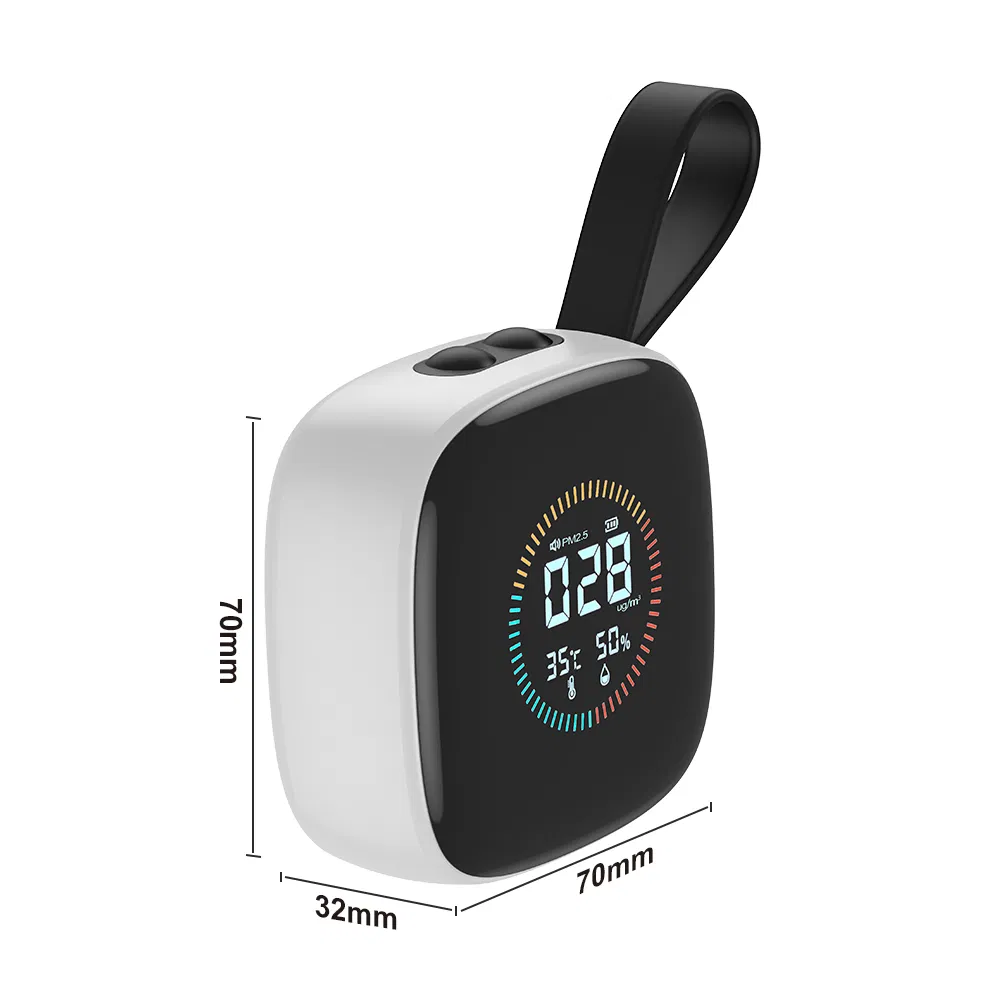 Portable Indoor Pm2.5 Detector 3-in-1 Professional Air Quality Monitor Temperature &amp; Humidity ABS Material 1 Year Warranty