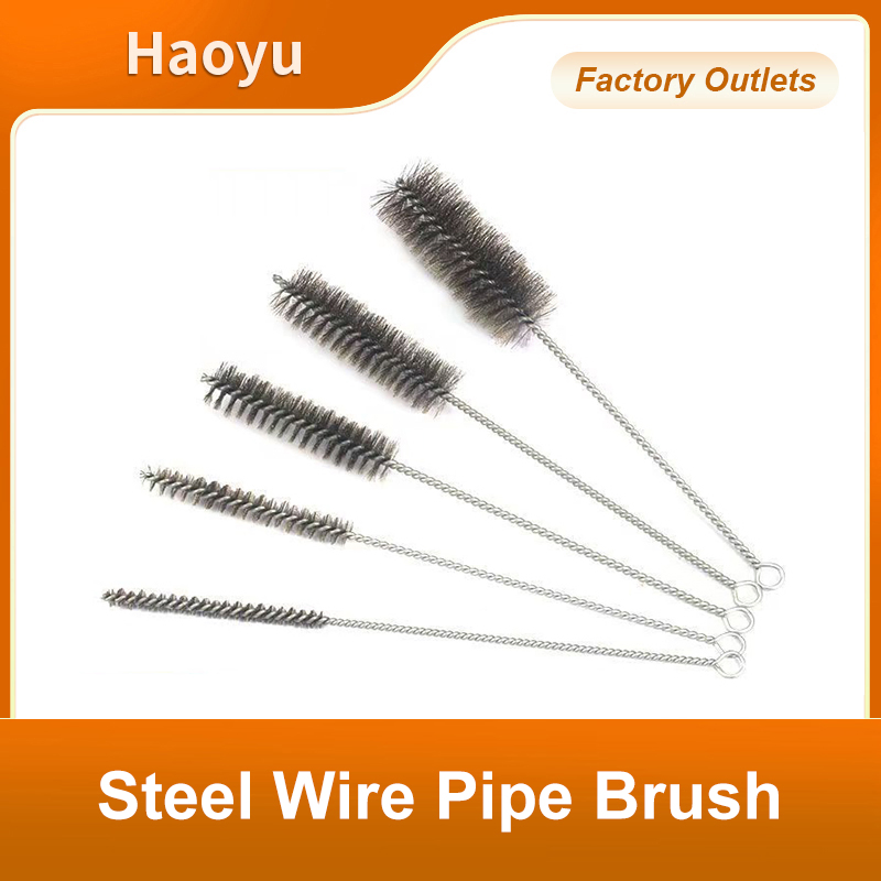Long Handled Stainless Steel Wire Pipe Brush for Inner Hole Deburring Sewer Unclogging and Cleaning Brush Industrial Hole Brush Pipe Cleaning Brush