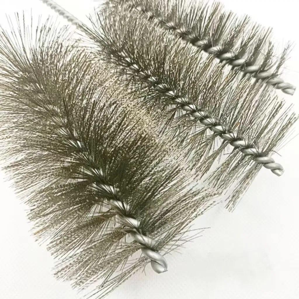 Long Handled Stainless Steel Wire Pipe Brush for Inner Hole Deburring Sewer Unclogging and Cleaning Brush Industrial Hole Brush Pipe Cleaning Brush