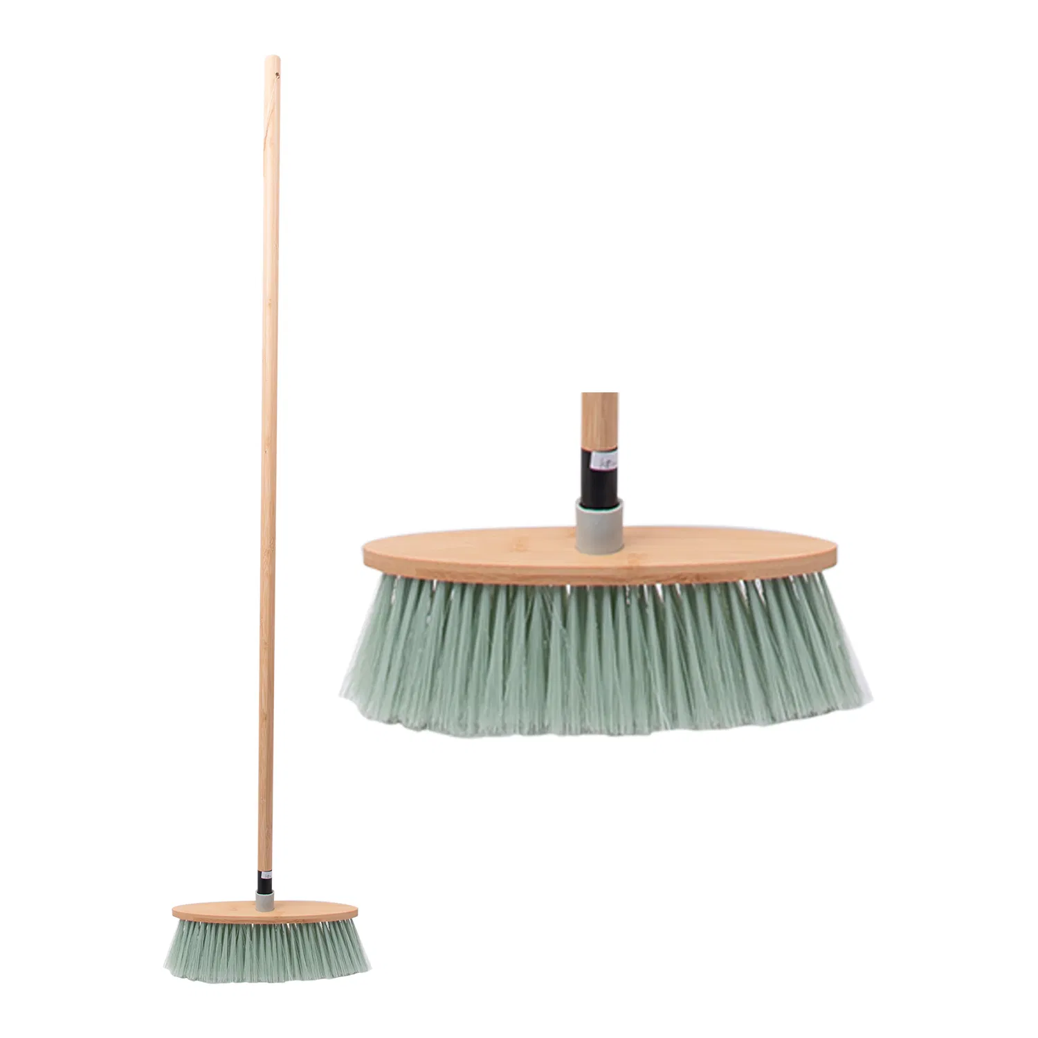 Wholesale Wood Handle Bamboo Broom Floor Cleaning Brush Green