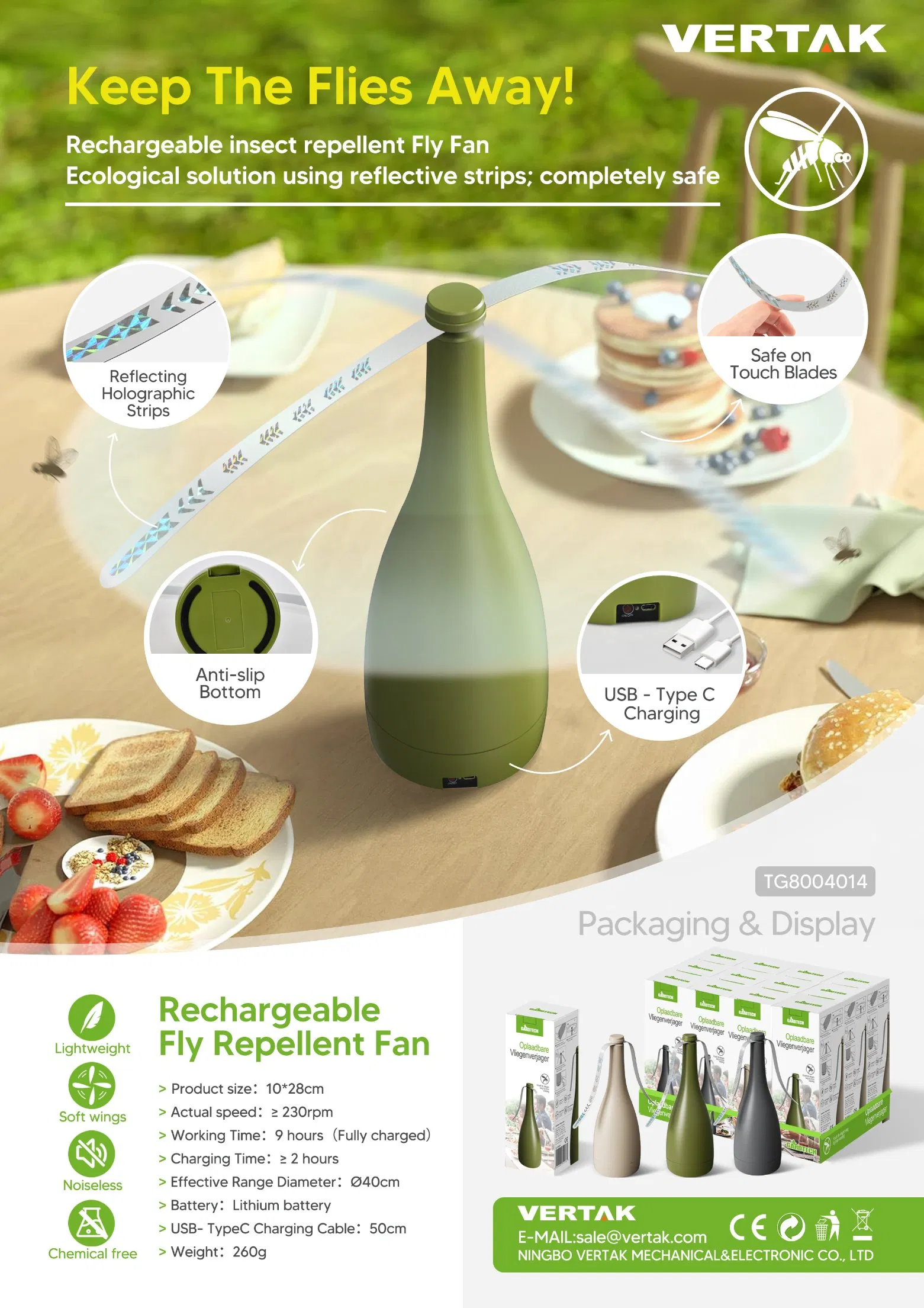 Advanced Rechargeable Fly Repellent Fan Portable Mosquito Killer Eco-Friendly Chemical Free Mosquito Repeller