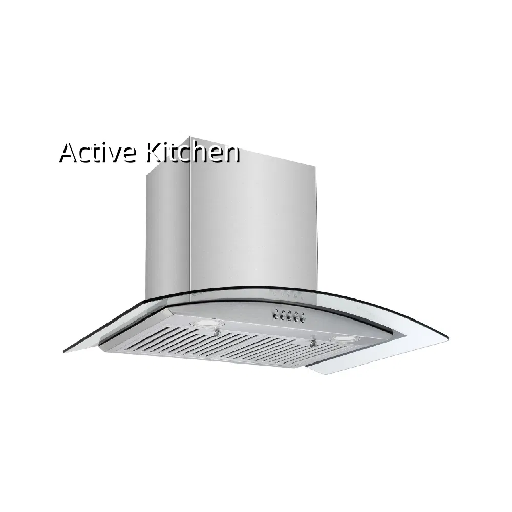 Energy Efficient Curved Glass Hood Kitchen Range Hood with Ductless Technology