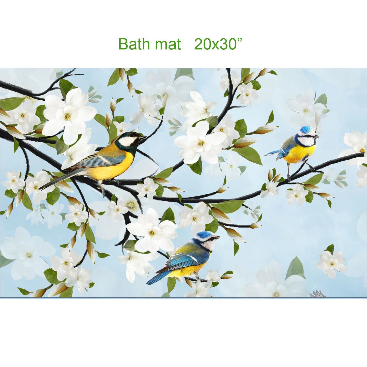 Bird Shower Curtain for Bathroom Green Leaves Floral Decor Shower Curtain Waterproof Washable Bath Curtain