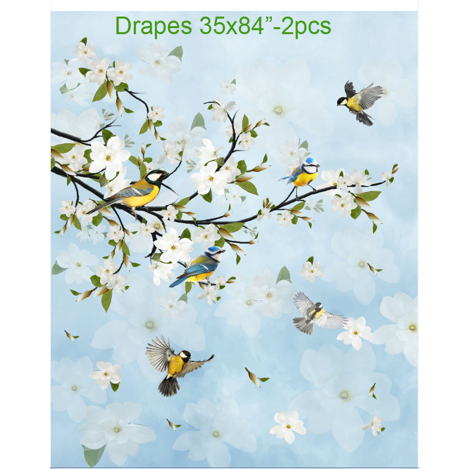 Bird Shower Curtain for Bathroom Green Leaves Floral Decor Shower Curtain Waterproof Washable Bath Curtain