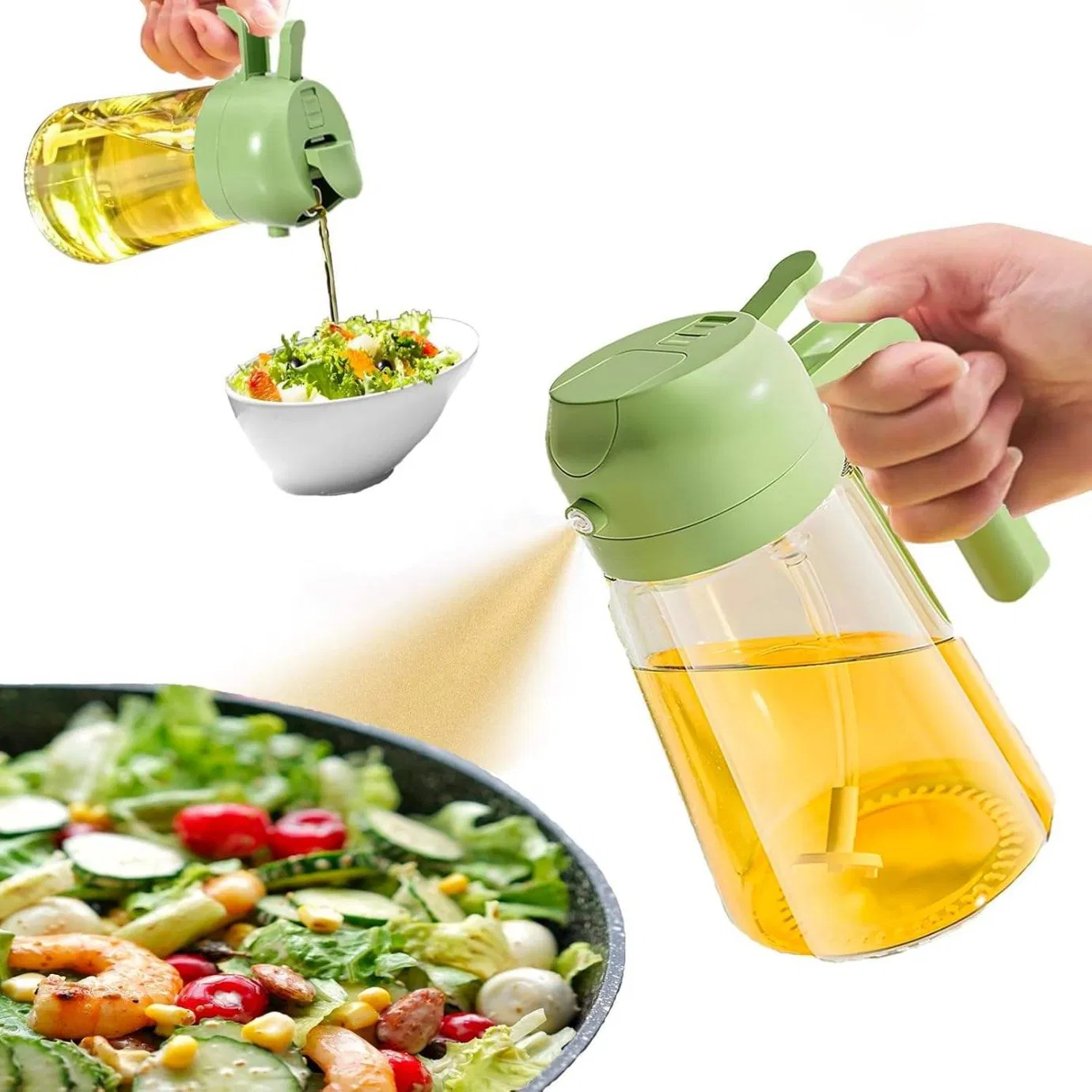2-in-1 Olive Oil Sprayer Bottle Oil Dispenser with Pourer for Cooking