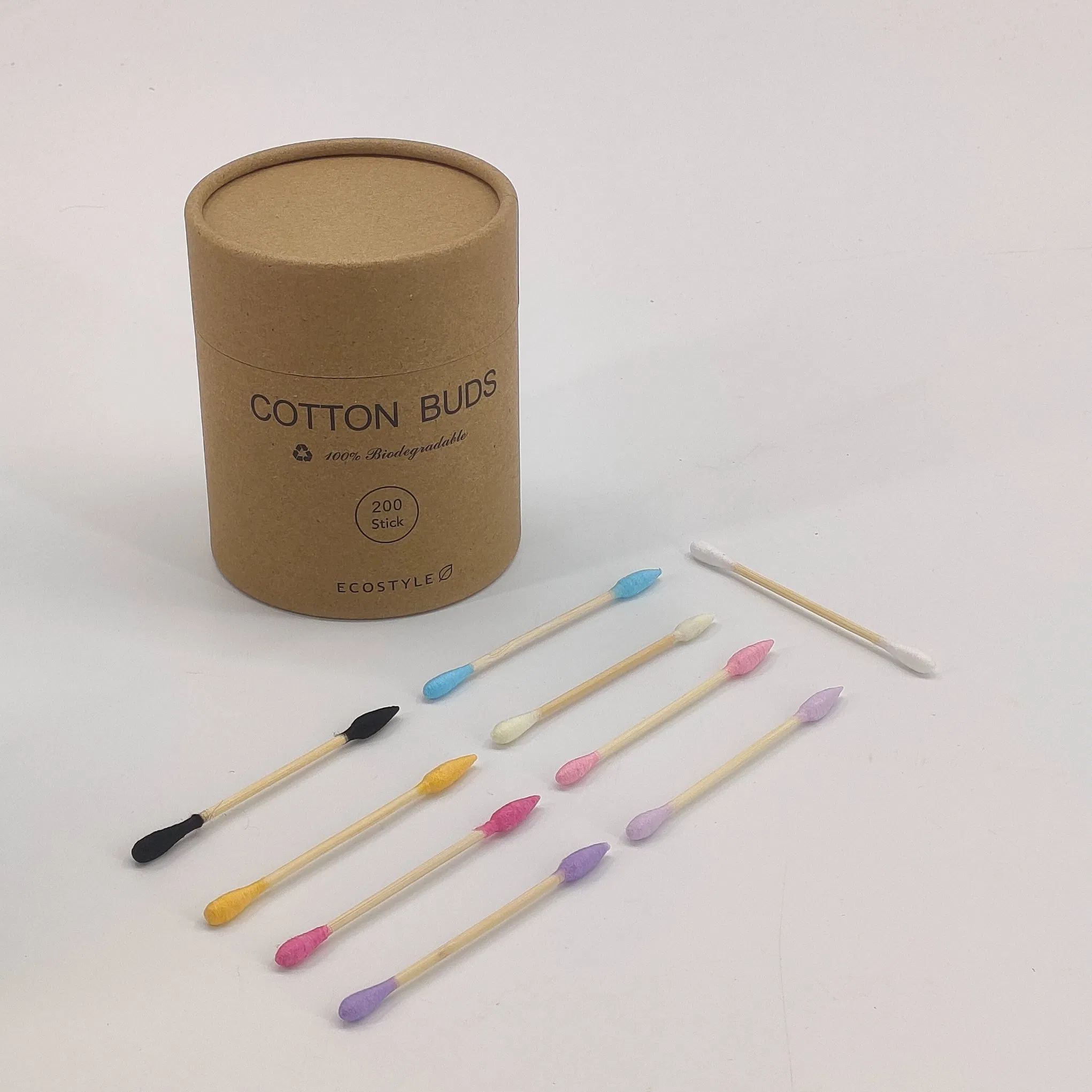 Bamboo Cotton Swabs with Eco-Friendly Packaging Biodegradable Ear-Cleaning and Makeup