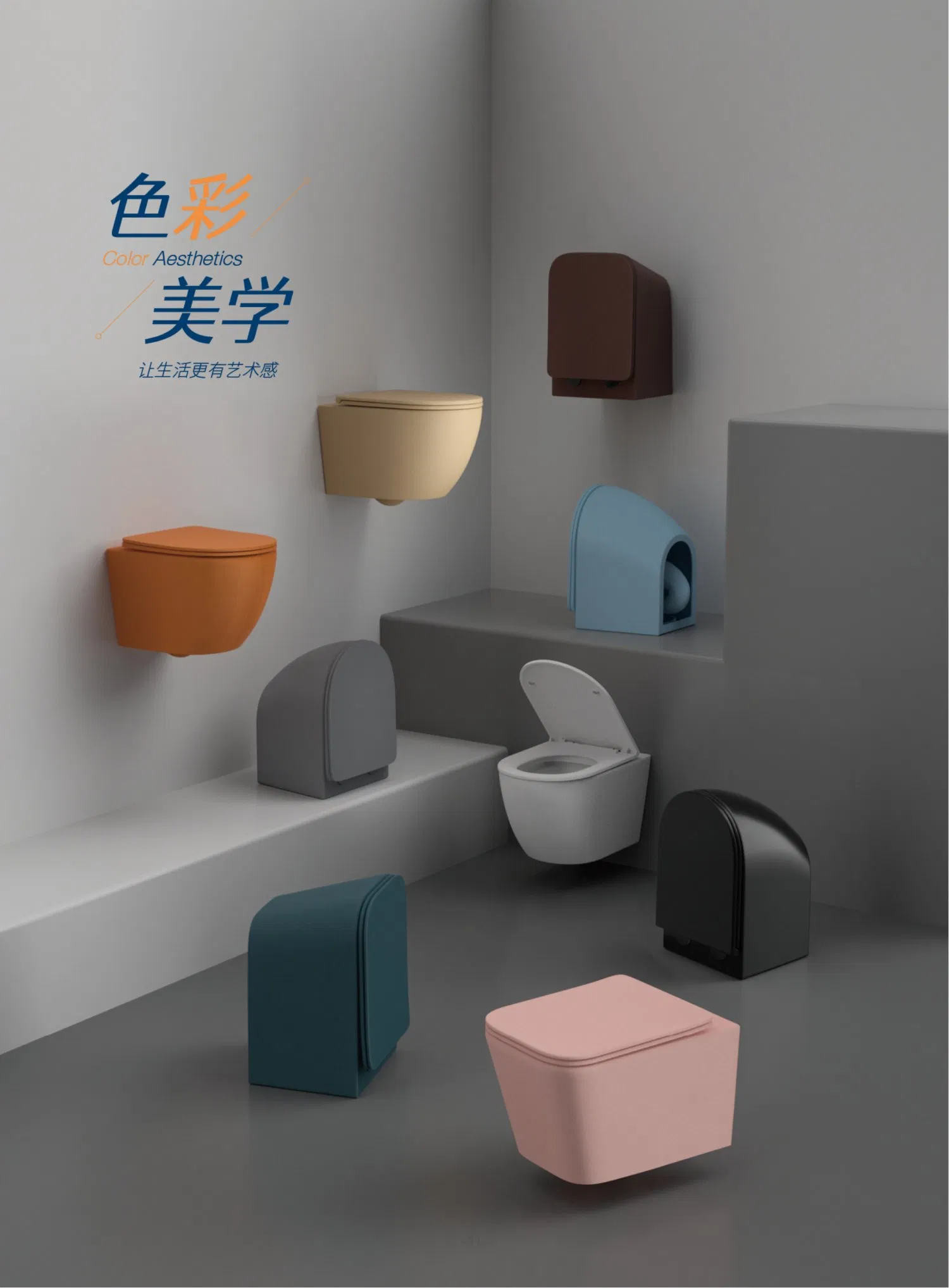 Bathroom Luxury Matte Black Green Flush Tankless Walls Hanging Sanitary Ware Ceramic Rimless Wc Toilet Square Wall Hung Toilet