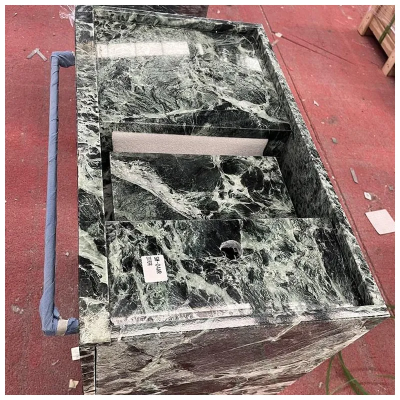 Verde Alpi Dark Green Pedestal Bathroom Vanity Sinks