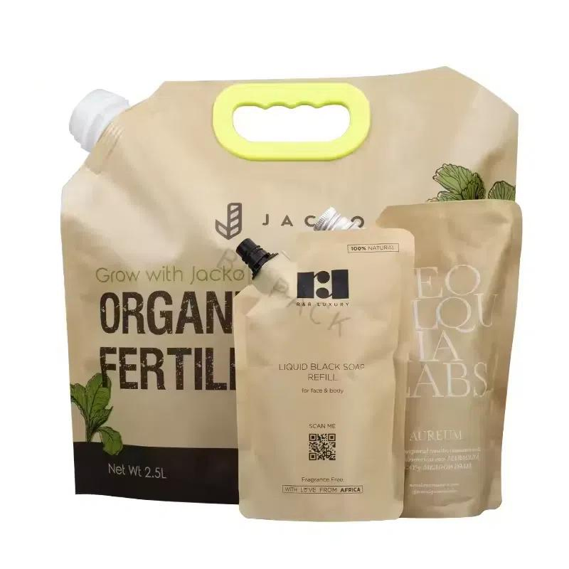 Custom Printed 2L 3L 4L Shower Gel Shampoo Dishwashing Doypack Soap Liquid Refill Packaging Bag Laundry Detergent Spout Pouch for Craft Paper Material