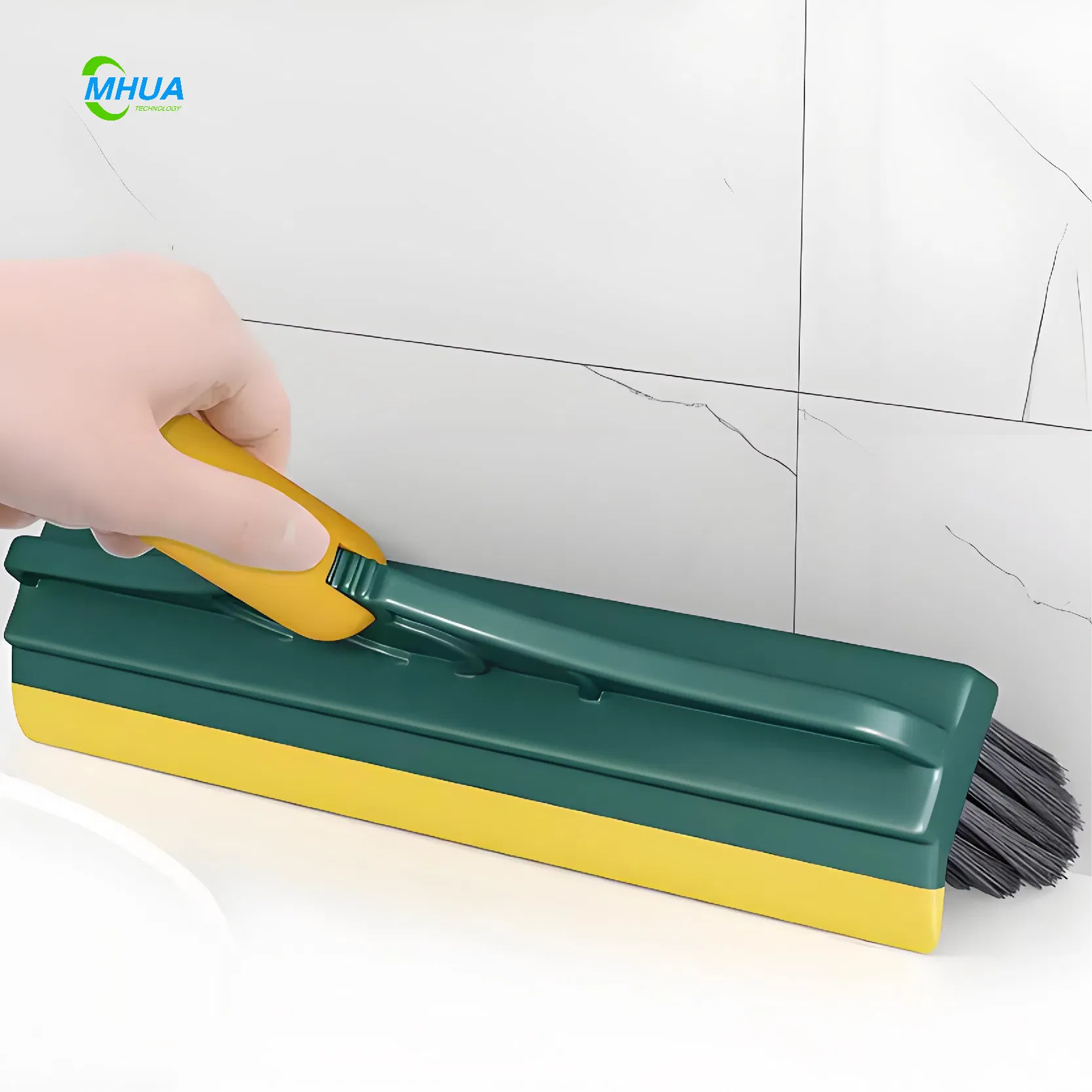 Adjustable 3-in-1 Aluminum Broomstick Plastic Home Cleaning Brush Water Squeegee Stiff Bristle for Corner Gap Floor Cleaning