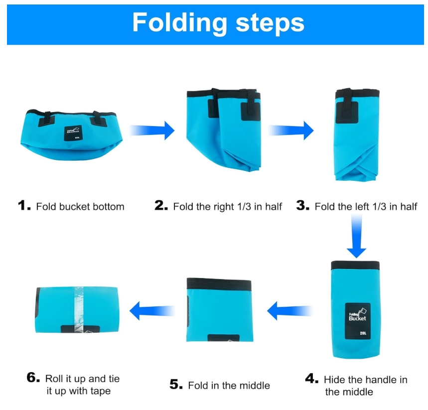 5 Gallon Car Wash Bucket Foldable Water Storage Container Collapsible Bucket