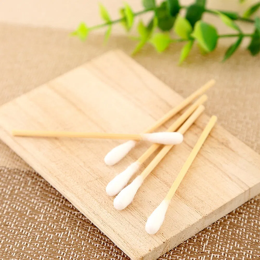 95mm Disposable Bamboo Cotton Swabs with Strong Bamboo Sticks Biodegradable Cotton Tip Applicators for Cleaning Makeup Pets Care