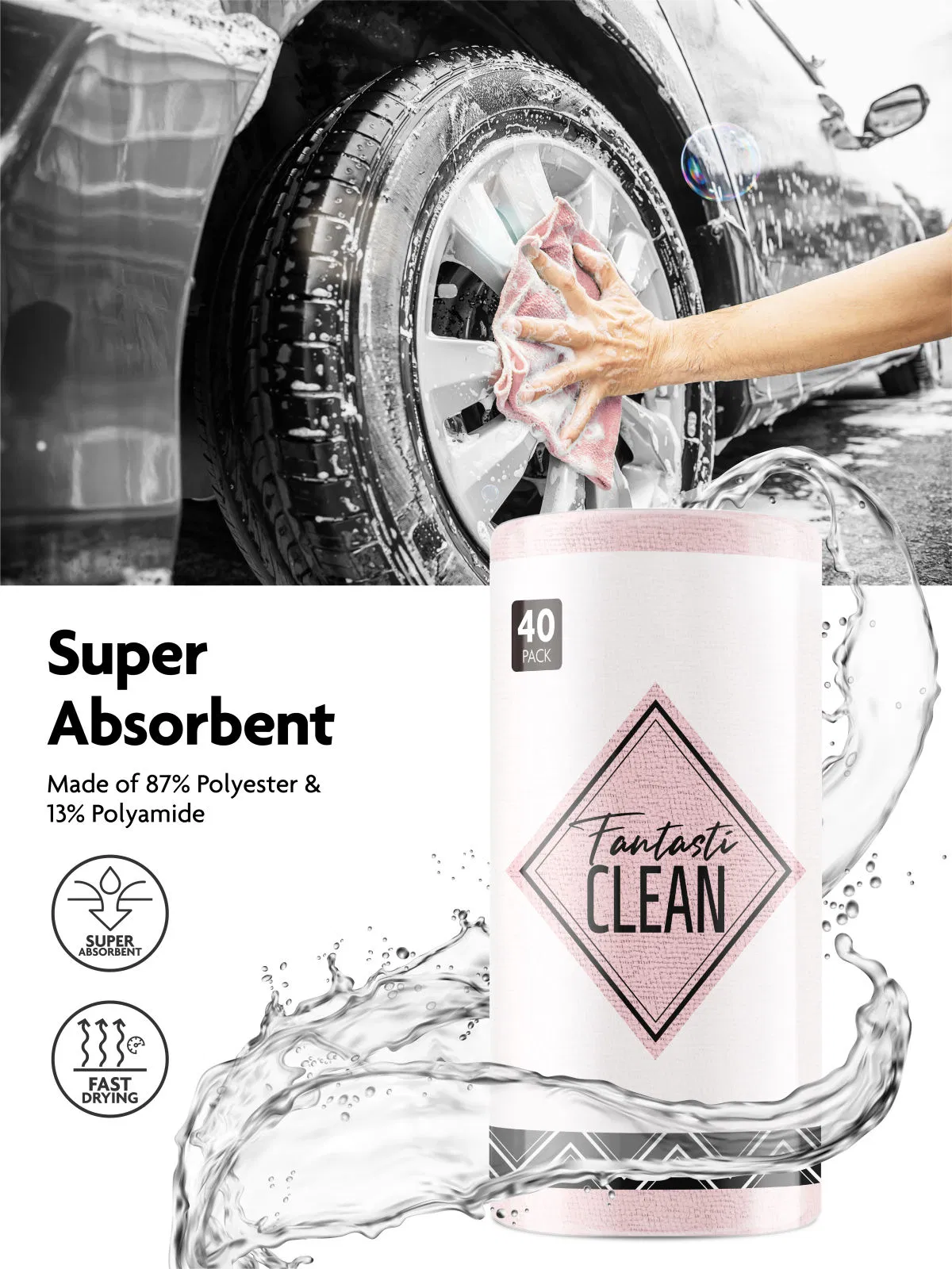 Clean Cloth 40 Pack Kitchen Cleaning Cloth Tear Away Microfiber Towels Reusable Dish Cloths