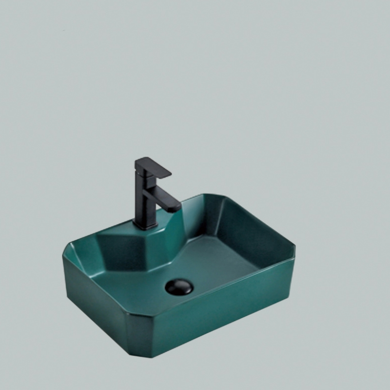 Chanda Modern Green Ceramic Basin Stone Sanitary Ware Sink for Bathroom Countertop Easy Mount Installation