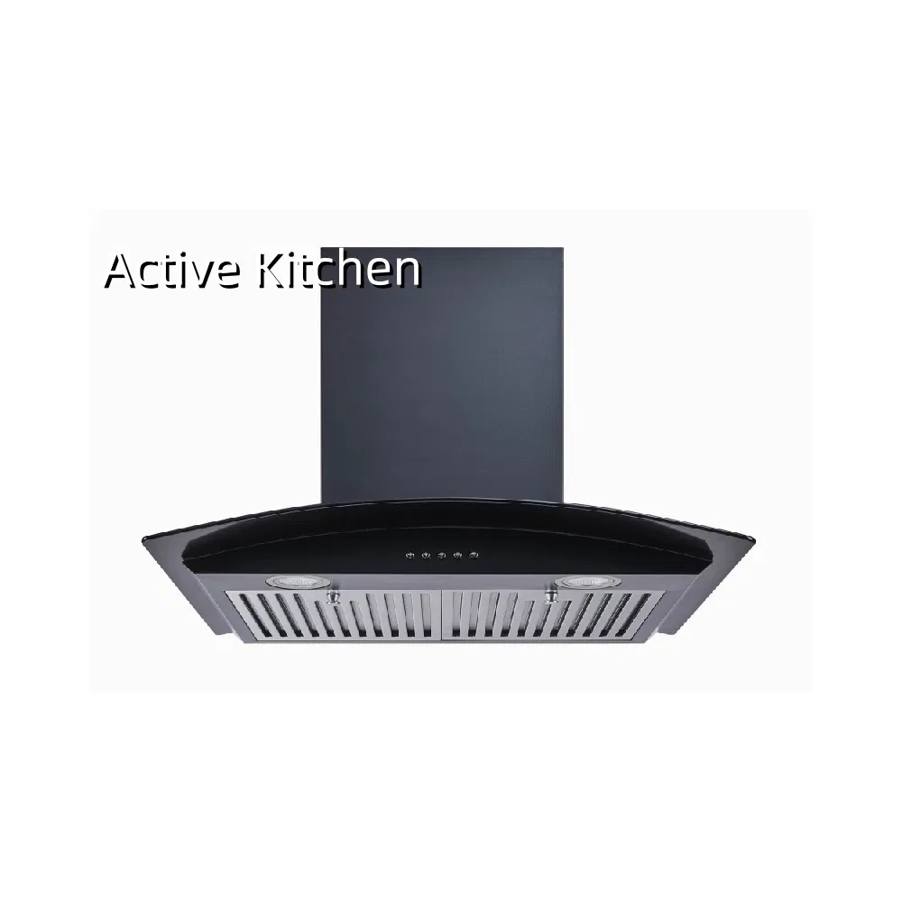 Energy Efficient Curved Glass Hood Kitchen Range Hood with Ductless Technology