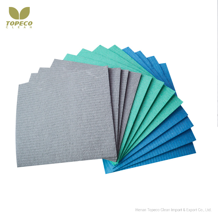 Topeco Compostable Reusable Cleaning Cellulose Sponge Cloths Absorbent