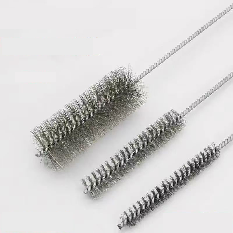 Long Handled Stainless Steel Wire Pipe Brush for Inner Hole Deburring Sewer Unclogging and Cleaning Brush Industrial Hole Brush Pipe Cleaning Brush