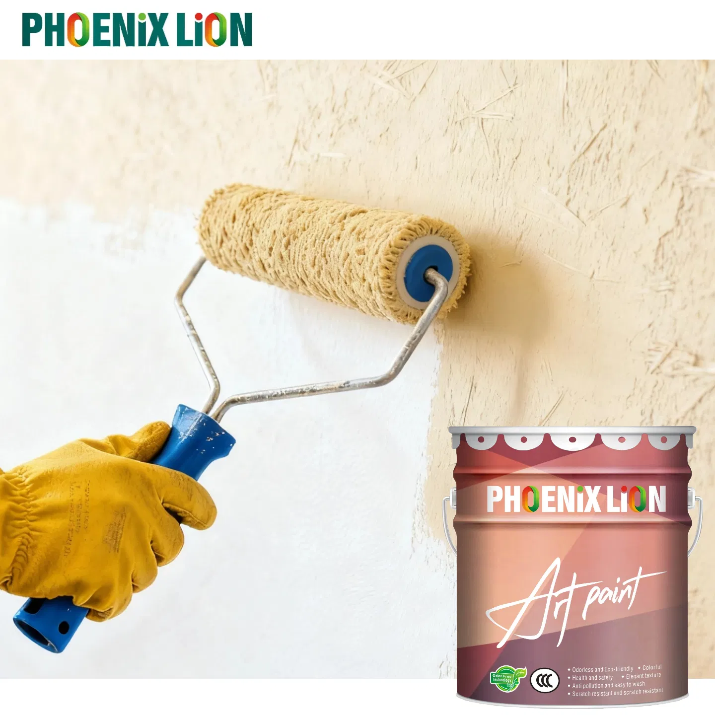 Phoenix Lion's Natural Straw Art Coating: Unique Wall Finish