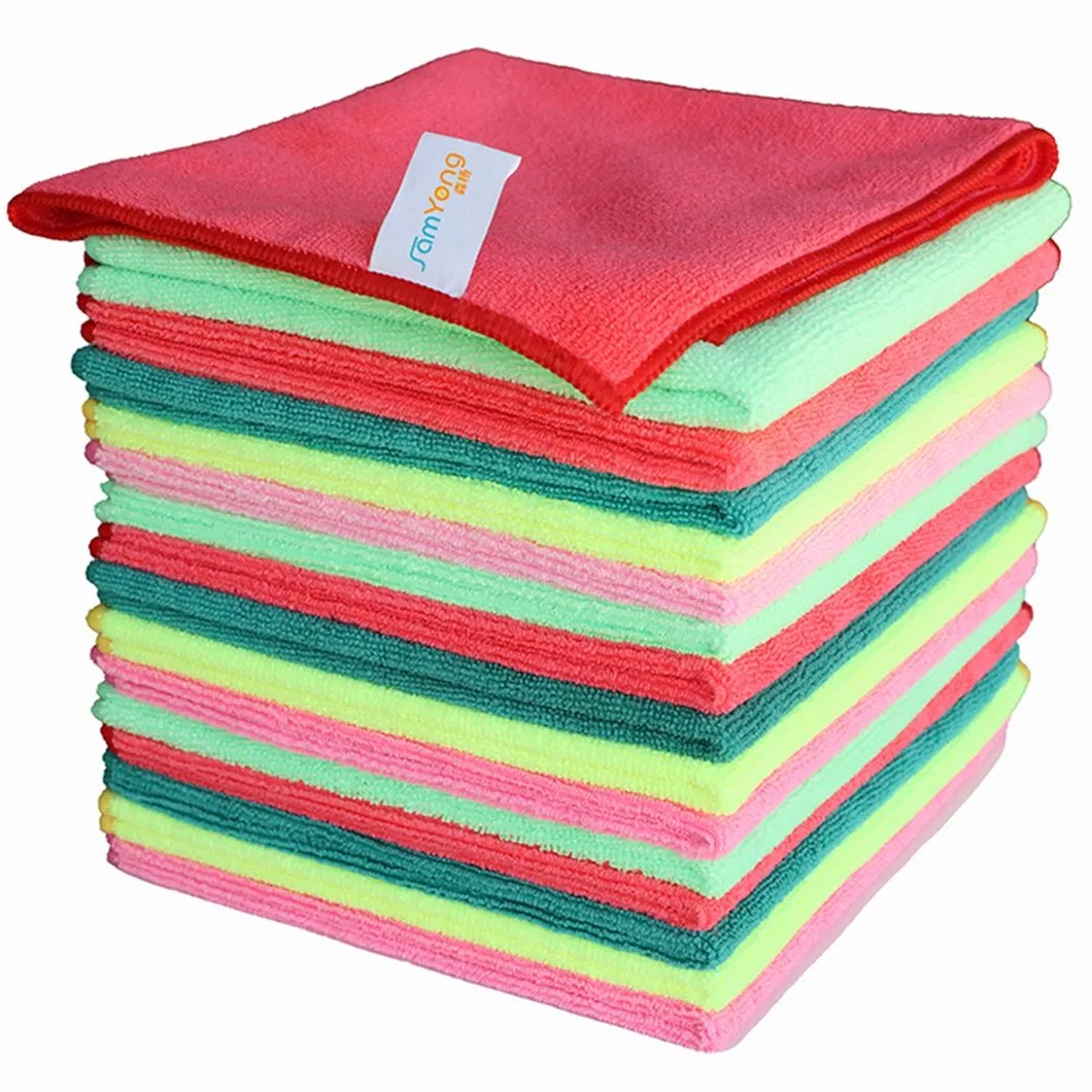 Microfiber Cleaning Cloth Colorful Reusable Microfiber Cloth for Car Kitchen Bathroom Household