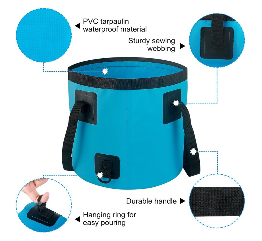 5 Gallon Car Wash Bucket Foldable Water Storage Container Collapsible Bucket