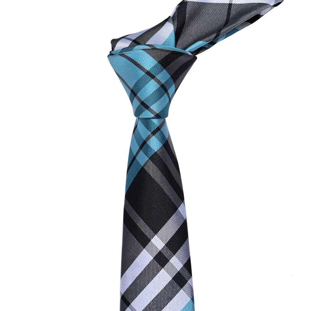 Yili Fashion Plaid Checkered Yarn Dyed Woven Microfiber Skinny Ties
