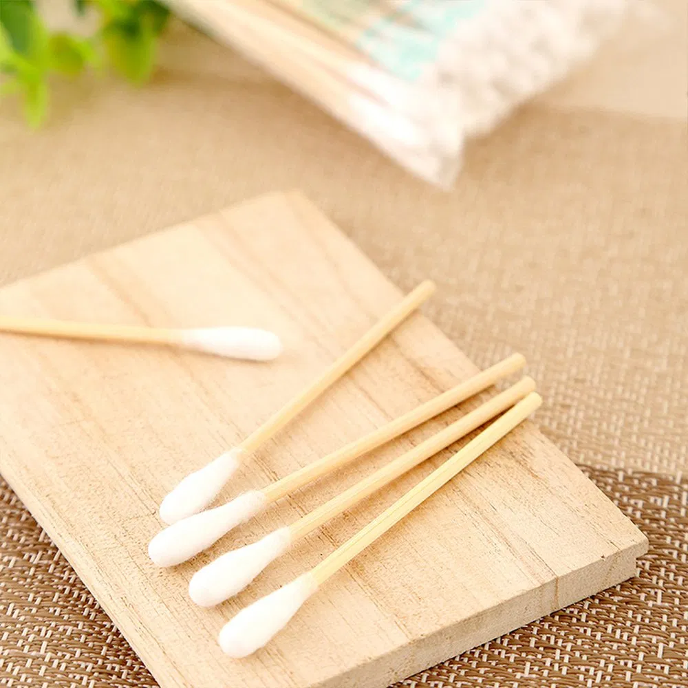 95mm Disposable Bamboo Cotton Swabs with Strong Bamboo Sticks Biodegradable Cotton Tip Applicators for Cleaning Makeup Pets Care