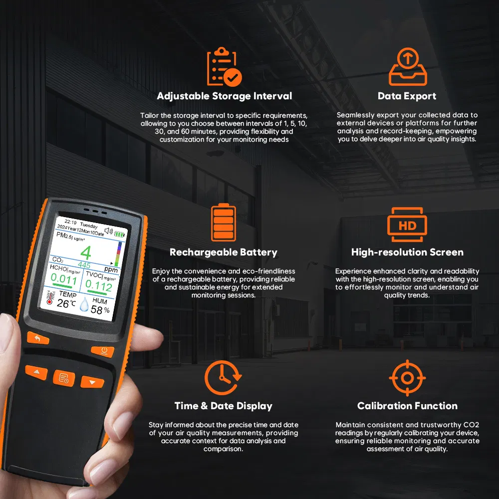USB Charging Port Air Quality Detector Gas Analyzers with Data Interface Driver Download for Indoor