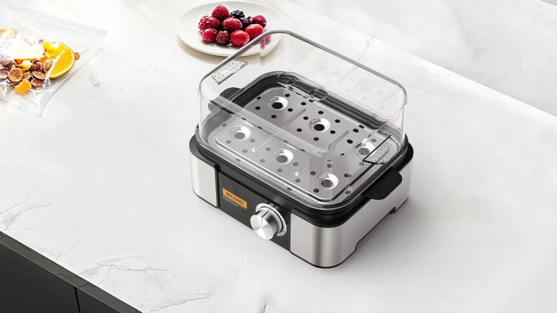 Electronic Egg Boiler (6-Egg) : Timer, Anti-Dry, Precise Doneness, Multy-Function Steamer