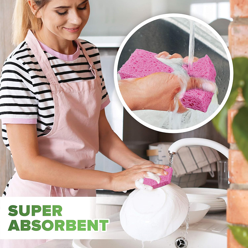 Esun Multicolor Eco Friendly Kitchen Sponge Natural Sponges for Dishes Compressed Wood Pulp Sponges Without Scratching