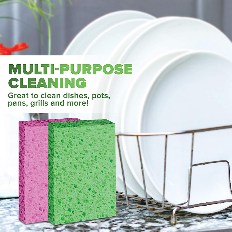 Esun Multicolor Eco Friendly Kitchen Sponge Natural Sponges for Dishes Compressed Wood Pulp Sponges Without Scratching