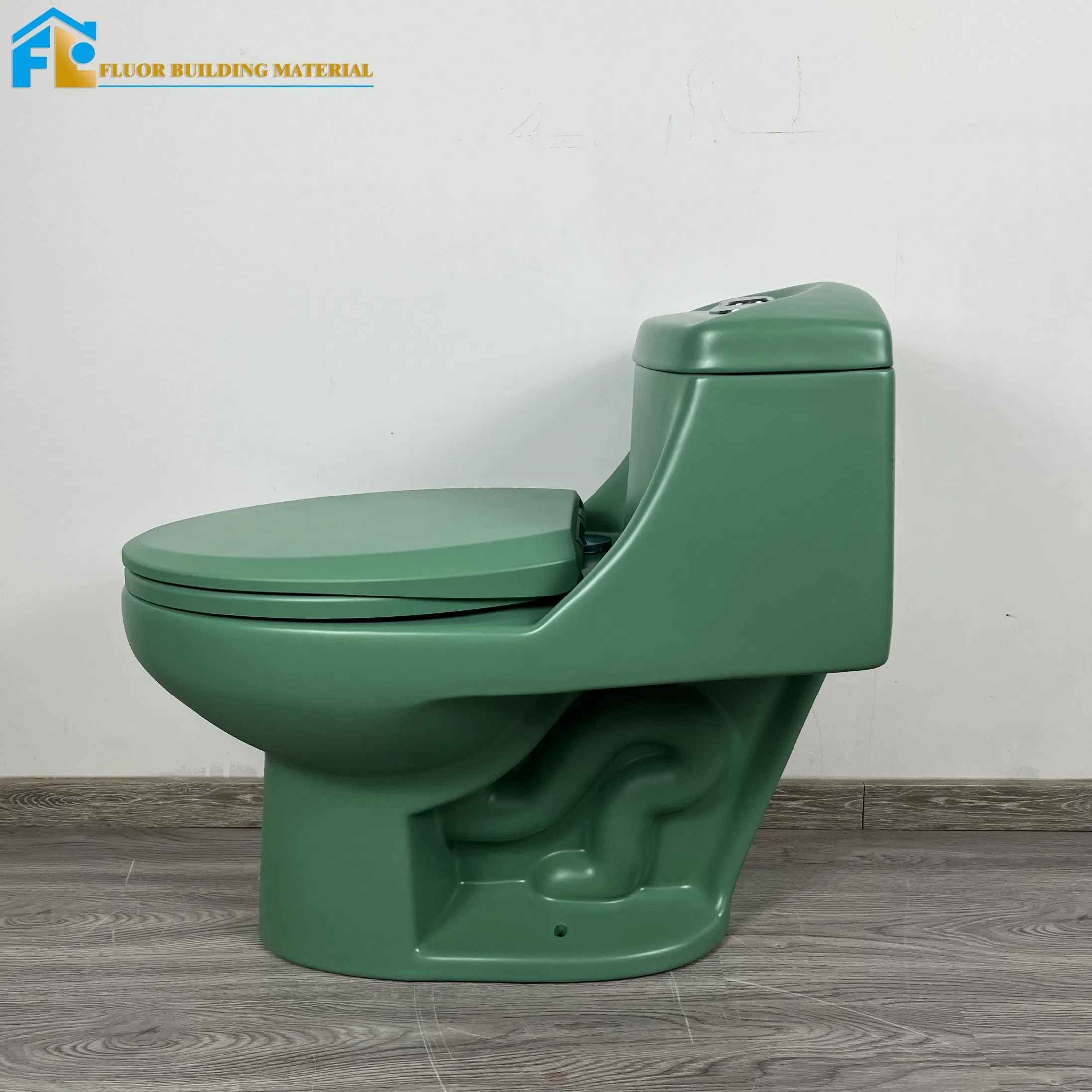 Fluor Hot Sale Matte Green Modern Stylish Ceramic Siphonic Toilet for Elegant Bathrooms