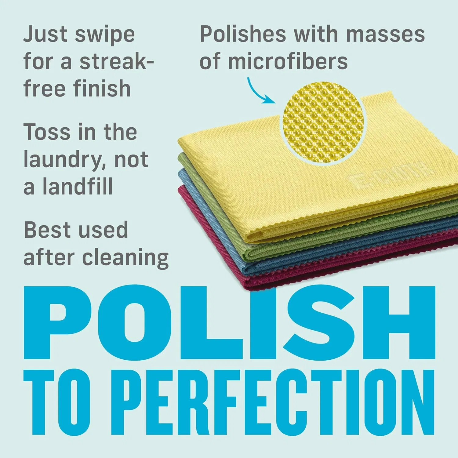 Customizable Color Washable Reusable Mirror Cleaning Edgeless Microfiber Cloth