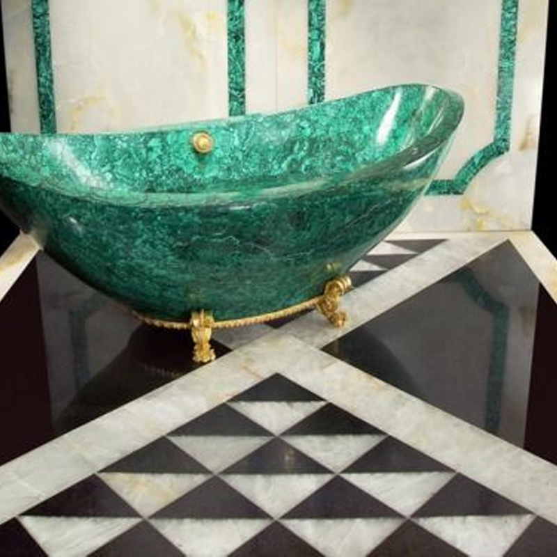 Customized Sale Luxury Natural Green White Purple Gem Agate Stone Bathroom Bathtub