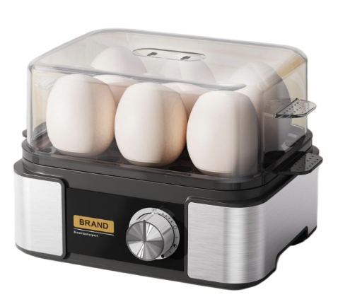 Electronic Egg Boiler (6-Egg) : Timer, Anti-Dry, Precise Doneness, Multy-Function Steamer