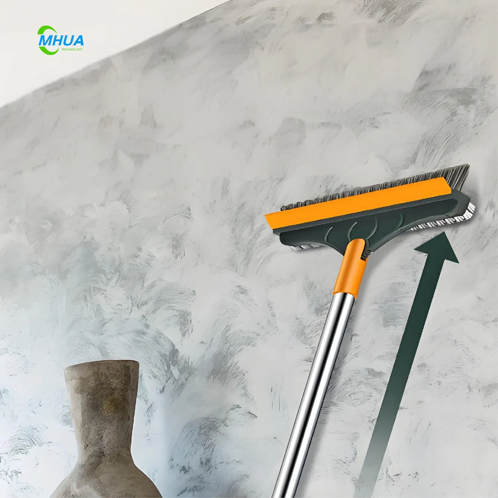 Adjustable 3-in-1 Aluminum Broomstick Plastic Home Cleaning Brush Water Squeegee Stiff Bristle for Corner Gap Floor Cleaning