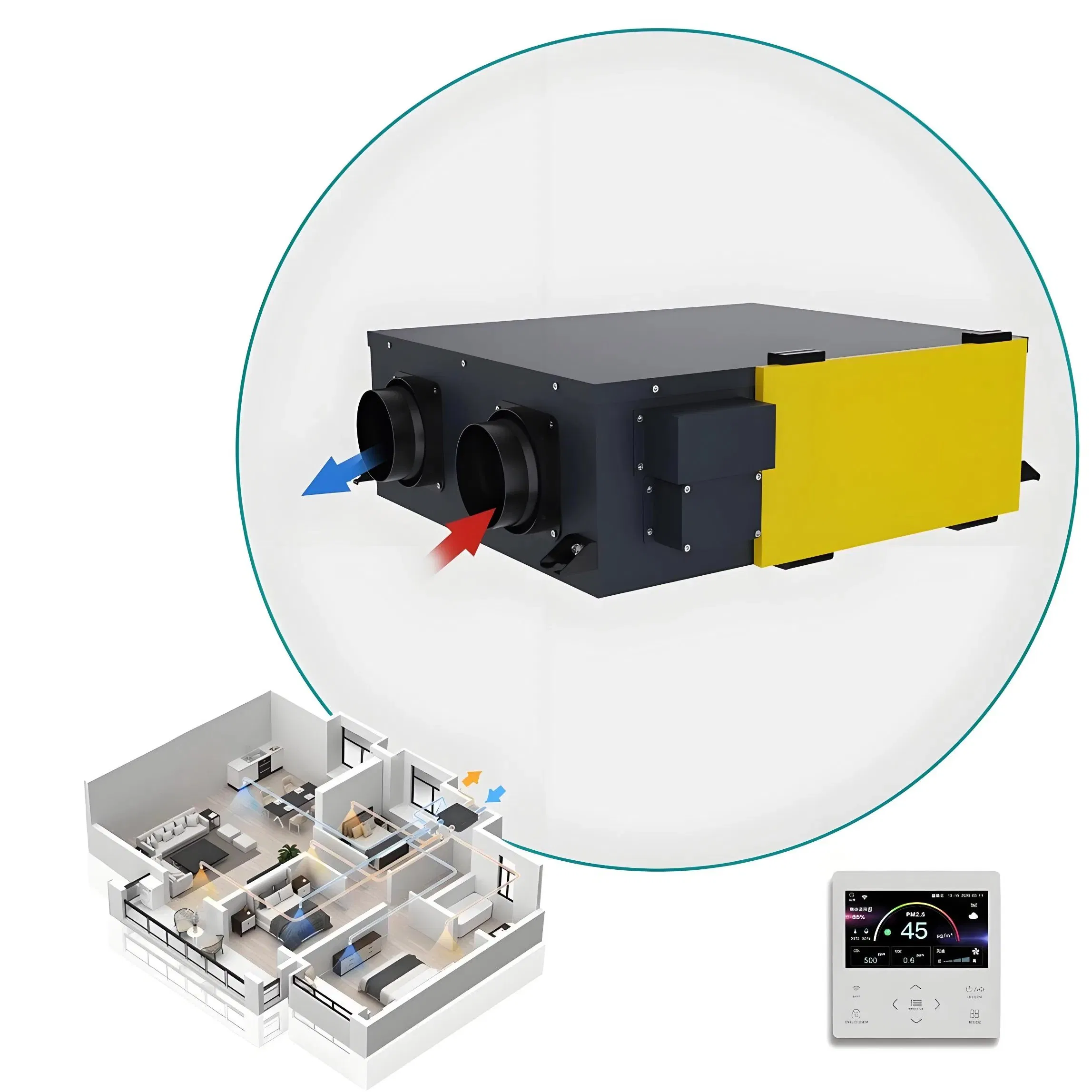 Erv Mvhr Mechanical Ventilation System with Enthalpy Exchange Core for Indoor Air Quality Improvement and Energy Conservation