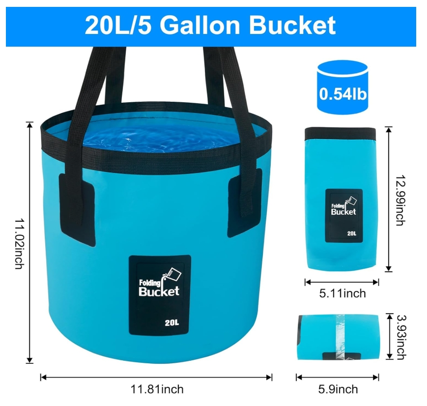 5 Gallon Car Wash Bucket Foldable Water Storage Container Collapsible Bucket