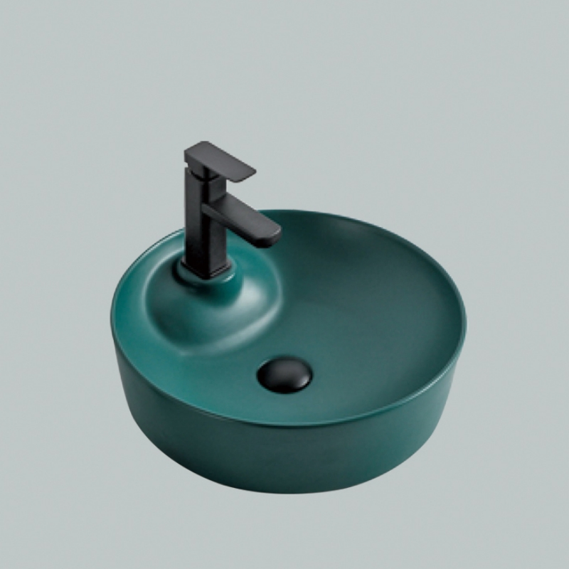 Chanda Modern Green Ceramic Basin Stone Sanitary Ware Sink for Bathroom Countertop Easy Mount Installation