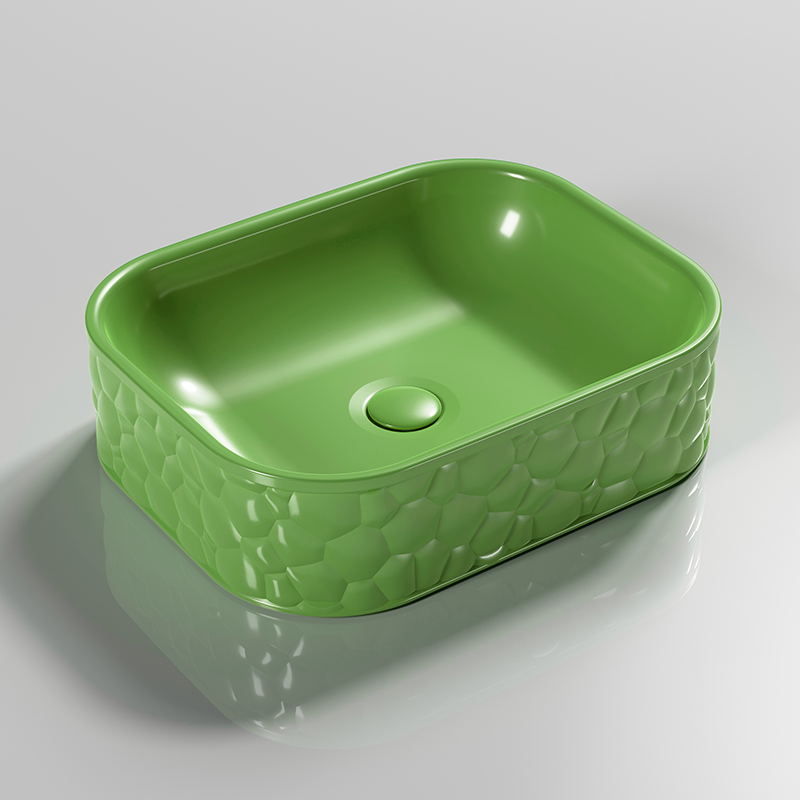 Popular Sanitary Ware Multi Green Color Bathroom Ceramic Artistic Basin Square Shape Color Art Wash Hand Basin