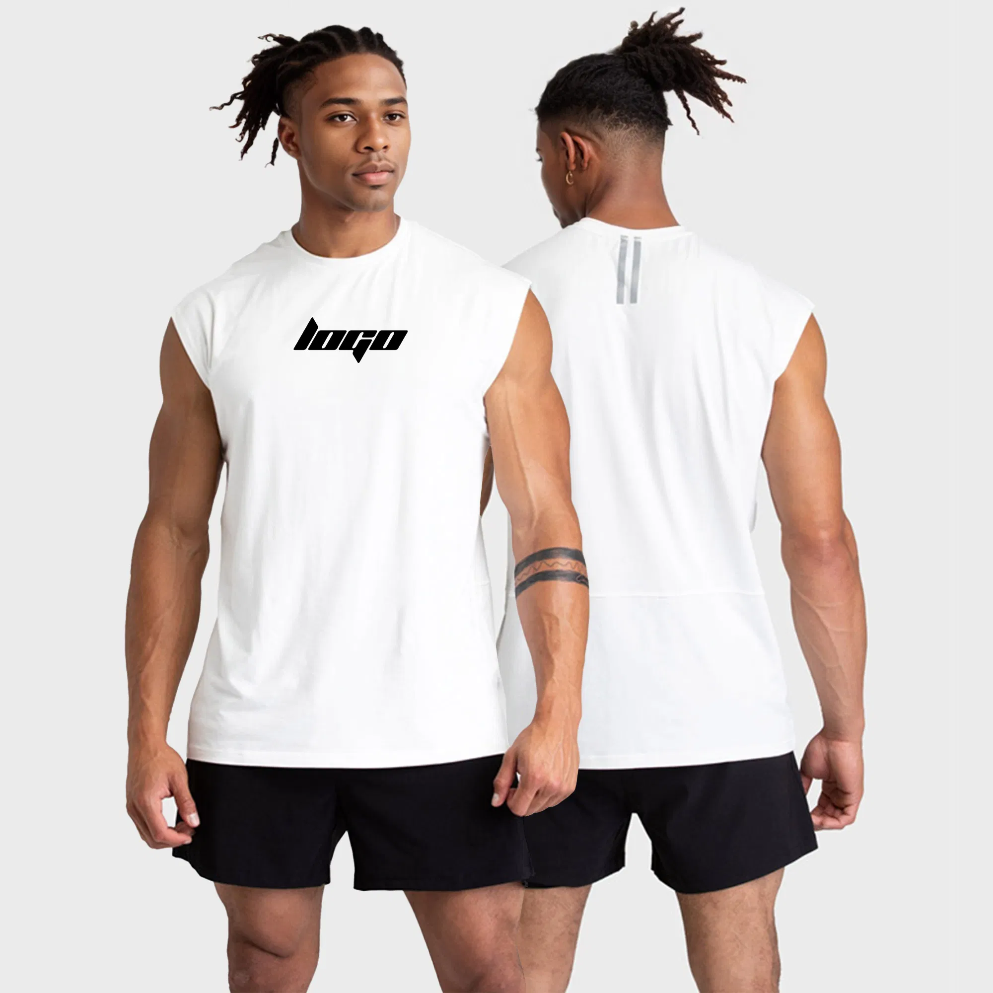 Fabricante Esportivo Respirável Treino Masculino Musculoso Branco Bodybuilding Algodão Treinamento Academia Personalizado Corrida Regatas Masculinas