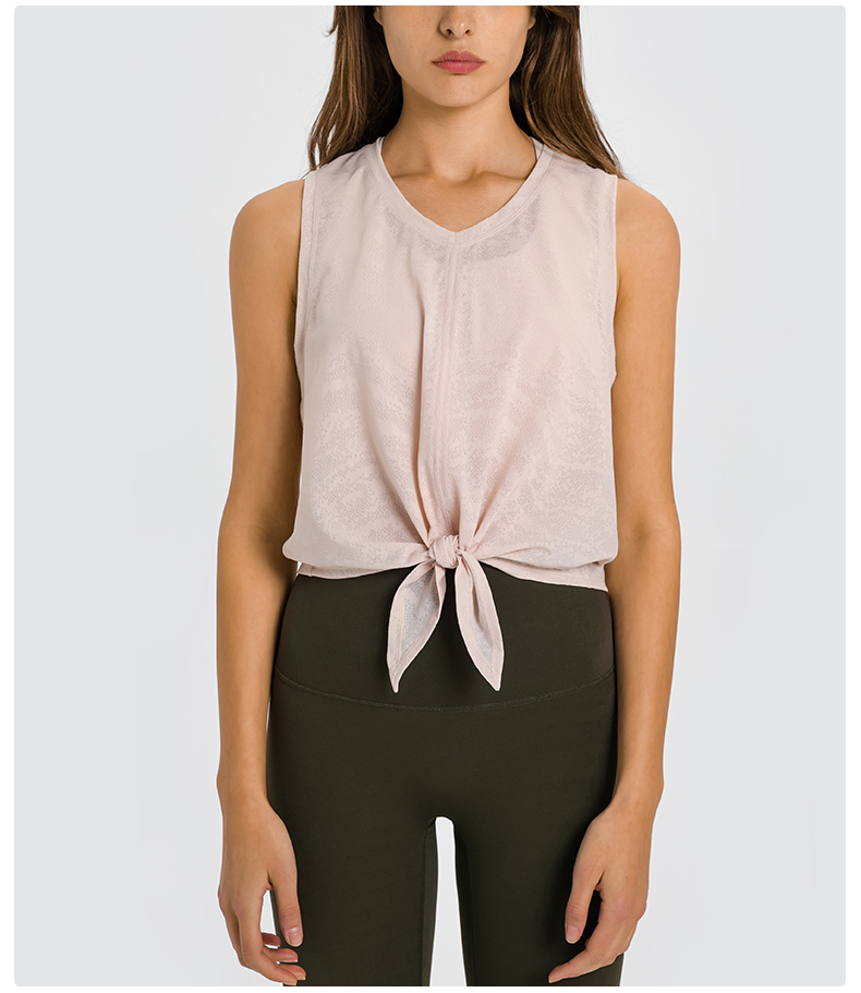 Top de treino feminino com design novo, alça frontal, tecido jacquard respirável e atacado